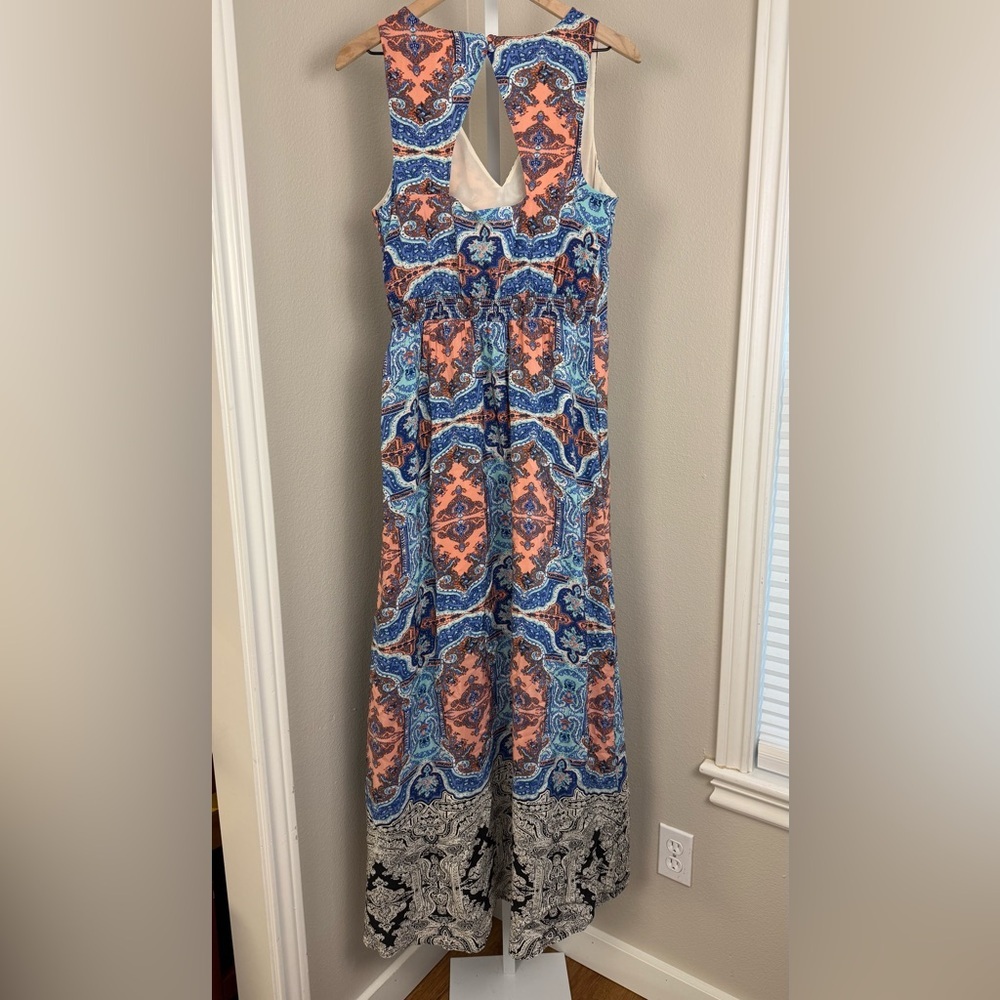 Anthropologie‎ Maeve Medallion 100% Silk Cutout Maxi Dress Size 12 resort wear - Picture 6 of 15